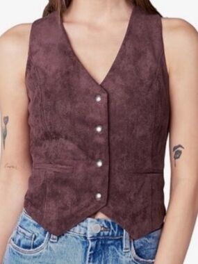 Blank NYC Plum Suede-Look Vest